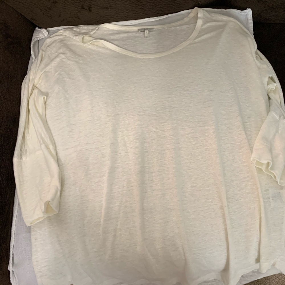 Cream-colored Joie 3/4 length shirt, size Large.